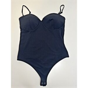 Express Body Contour sz M One‎ Piece Bodysuit slinky stretchy black babydoll